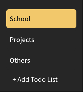 screenshot of Personal productivity hub's multiple list feature