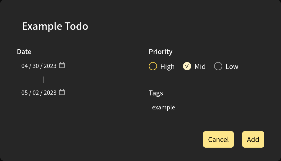 screenshot of Personal productivity hub's todo creator